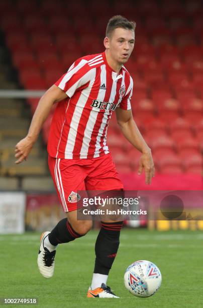 Donald Love of Sunderland during a Pre-Season friendly match between Grimsby Town and Sunderland AFC at Blundell Park on July 17, 2018 in Grimsby,...