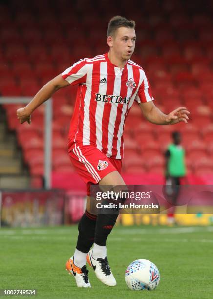 Donald Love of Sunderland during a Pre-Season friendly match between Grimsby Town and Sunderland AFC at Blundell Park on July 17, 2018 in Grimsby,...