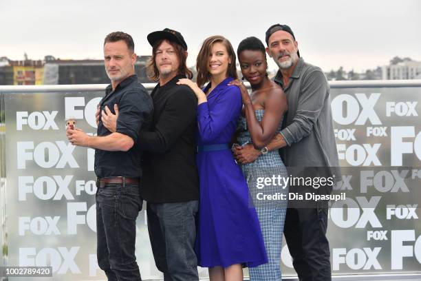 Andrew Lincoln, Norman Reedus, Lauren Cohan, Danai Gurira, and Jeffrey Dean Morgan attend 'The Walking Dead' Photo Call during Comic-Con...