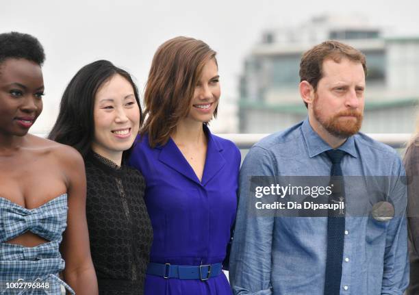 Danai Gurira, Angela Kang, Lauren Cohan and Scott M. Gimple attend 'The Walking Dead' Photo Call during Comic-Con International 2018 at Andaz San...