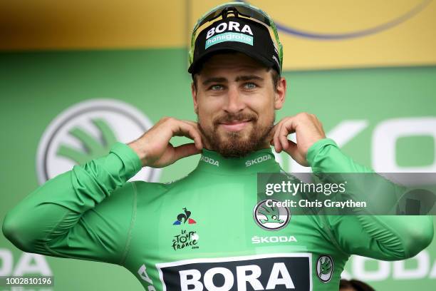 Podium / Peter Sagan of Slovakia and Team Bora Hansgrohe Green Sprint Jersey / Celebration / during the 105th Tour de France 2018, Stage 13 a 169,5km...