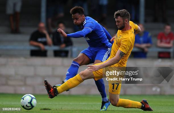 Josh Murphy of Cardiff City scores his sides first goal during the Pre-Season Friendly match between Torquay United and Cardiff City at Plainmoor...