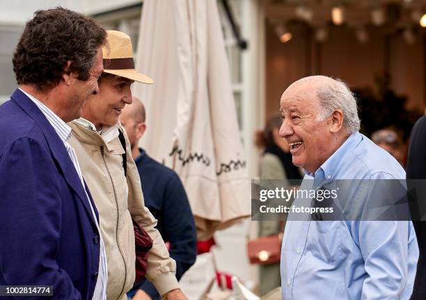 Princess Elena of Spain and Amancio Ortega attend during CSI Casas Novas Horse Jumping Competition on July 20, 2018 in A Coruna, Spain.