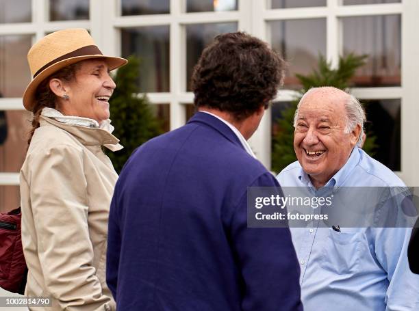 Princess Elena of Spain and Amancio Ortega attend during CSI Casas Novas Horse Jumping Competition on July 20, 2018 in A Coruna, Spain.