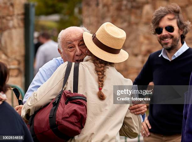 Princess Elena of Spain and Amancio Ortega attend during CSI Casas Novas Horse Jumping Competition on July 20, 2018 in A Coruna, Spain.