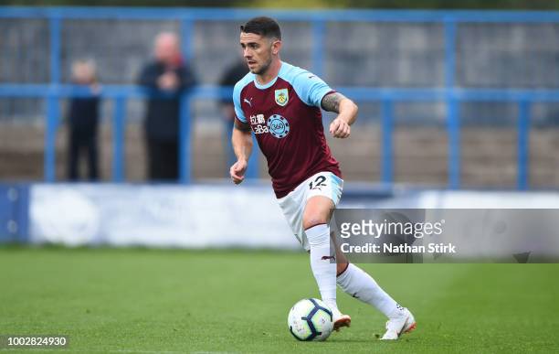 Robbie Brady of Burnley in action during a pre-season friendly match between Curzon Ashton and Burnley at Tameside Stadium on July 20, 2018 in Ashton...