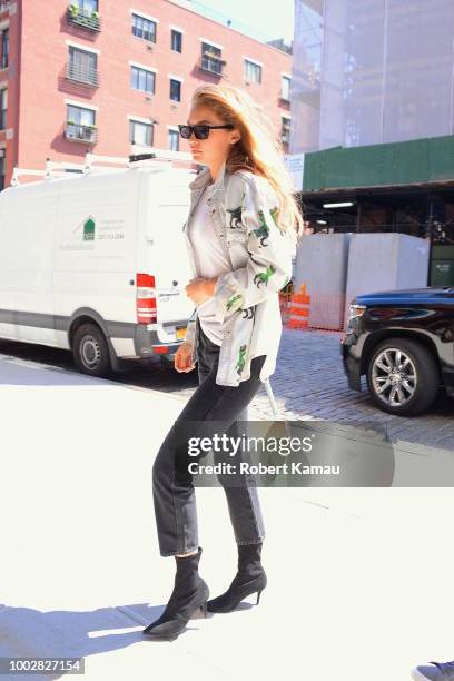 Gigi Hadid is seen out and about in Manhattan on July 20, 2018 in New York City.