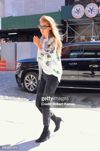 Gigi Hadid is seen out and about in Manhattan on July 20, 2018 in New York City.