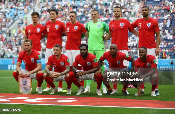 The England team is seen during the 2018 FIFA World Cup Russia 3rd Place Playoff match between Belgium and England at Saint Petersburg Stadium on...