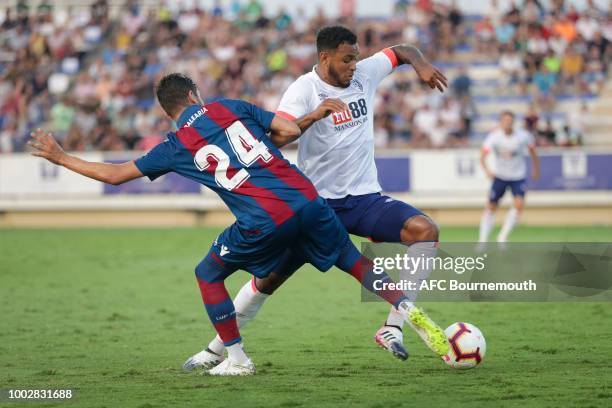 Joshua King of Bournemouth during the pre-season friendly between AFC Bournemouth and Levante at the La Manga Club Football Centre on July 20, 2018...