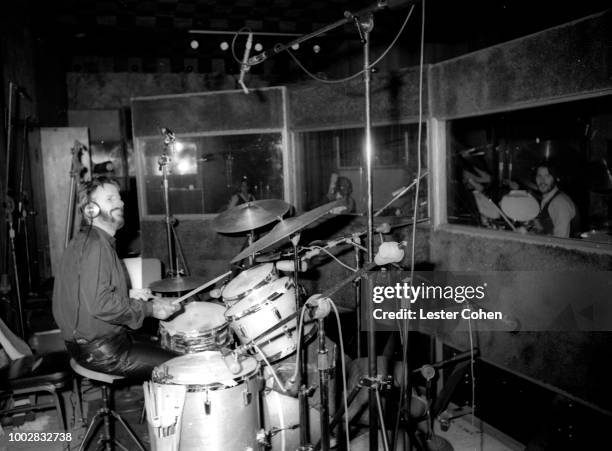 Ringo Starr recording at Cherokee Recording Studio circa 1981 in Los Angeles, California.