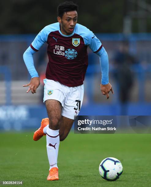 Dwight McNeill of Burnley in action during a pre-season friendly match between Curzon Ashton and Burnley at Tameside Stadium on July 20, 2018 in...