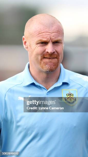 Sean Dyche manager of Burnley during the Pre-Season Friendly between Macclesfield Town and Burnley at Moss Rose on July 20, 2018 in Blackburn,...