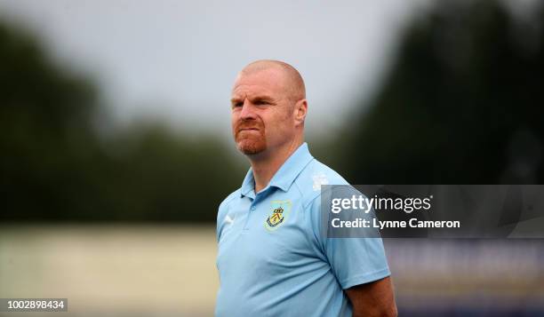 Sean Dyche manager of Burnley during the Pre-Season Friendly between Macclesfield Town and Burnley at Moss Rose on July 20, 2018 in Blackburn,...