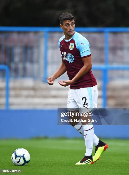 Matt Lowton of Burnley in action during a pre-season friendly match between Curzon Ashton and Burnley at Tameside Stadium on July 20, 2018 in Ashton...