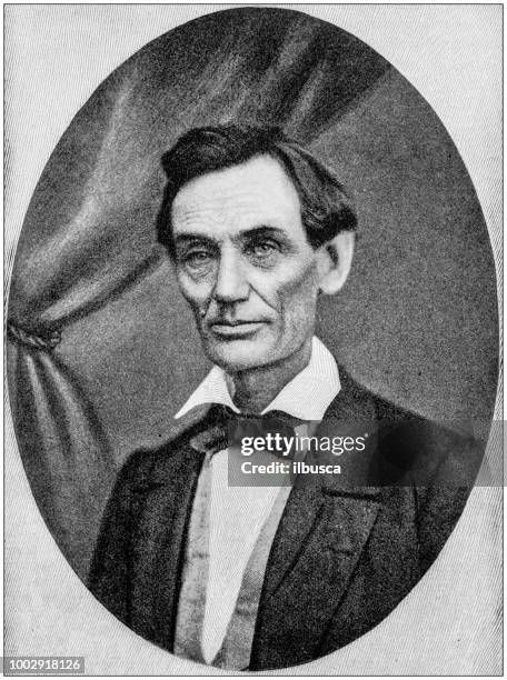 bildbanksillustrationer, clip art samt tecknat material och ikoner med antika fotografi av abraham lincoln uppväxt: porträtt - 1858