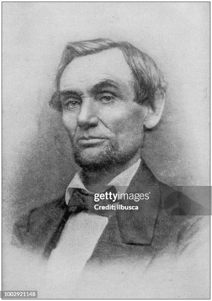 bildbanksillustrationer, clip art samt tecknat material och ikoner med antika fotografi av abraham lincoln uppväxt: porträtt, 1861 - 1858