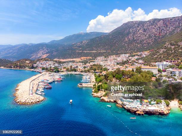 aerial view of kaş, antalya - antalya province stock pictures, royalty-free photos & images