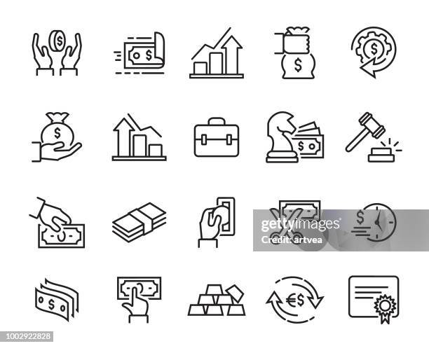 ilustrações, clipart, desenhos animados e ícones de conjunto de ícones de linha de financiamento - fund manager