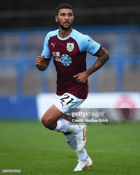 Nahki Wells of Burnley in action during a pre-season friendly match between Curzon Ashton and Burnley at Tameside Stadium on July 20, 2018 in Ashton...