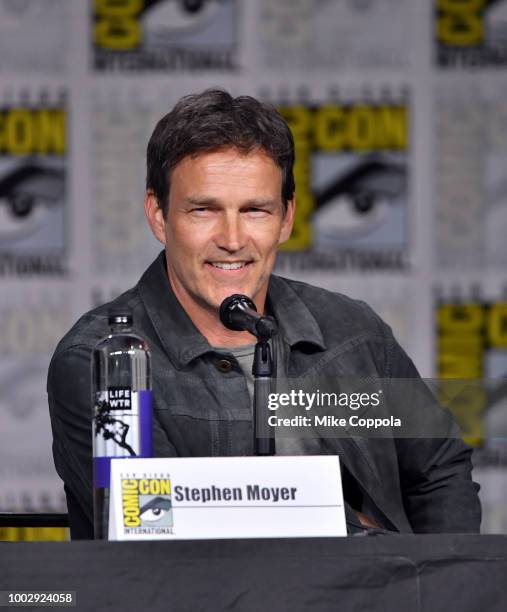 Stephen Moyer speaks onstage at Entertainment Weekly's Brave Warriors Panel during Comic-Con International 2018 at San Diego Convention Center on...