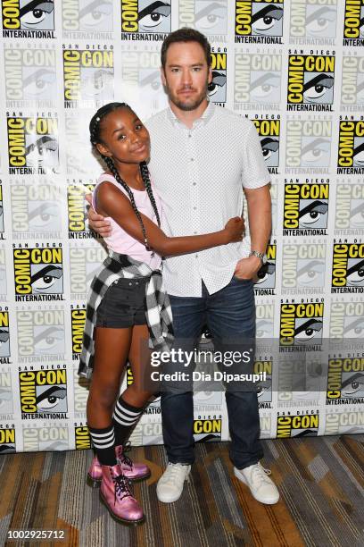 Saniyya Sidney and Mark-Paul Gosselaar attend 'The Passage' Press Line during Comic-Con International 2018 at Hilton Bayfront on July 20, 2018 in San...