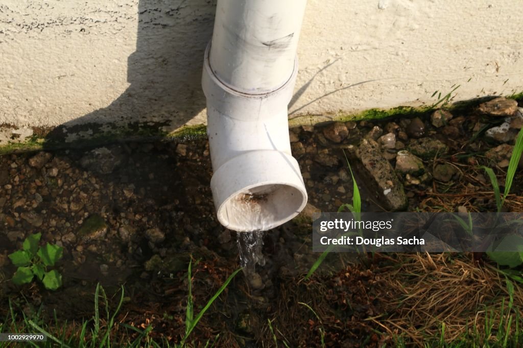 Rain water in a down spout