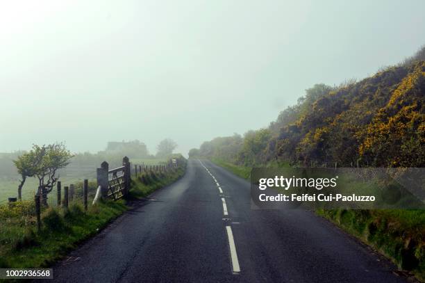 road landscape near ballycastle, northern ireland - northern ireland stock pictures, royalty-free photos & images