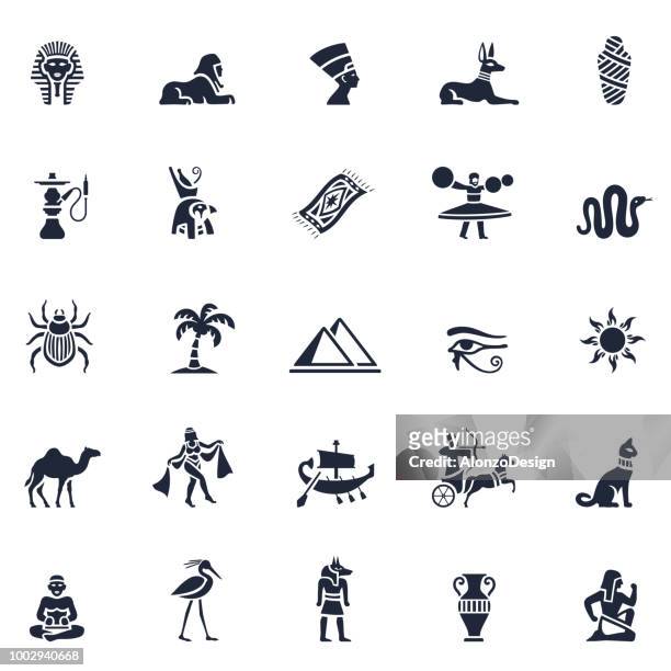 ägyptisches symbol set - archäologie stock-grafiken, -clipart, -cartoons und -symbole