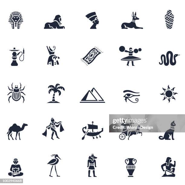 egyptian icon set - anubis stock illustrations