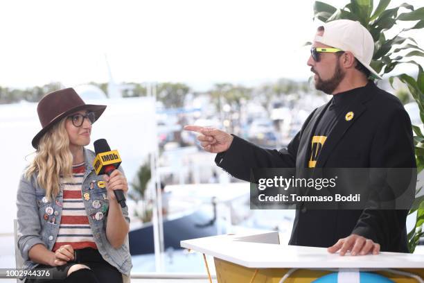 IMDb's Kerri Doherty and host Kevin Smith attend the #IMDboat At San Diego Comic-Con 2018: Day Two at The IMDb Yacht on July 20, 2018 in San Diego,...