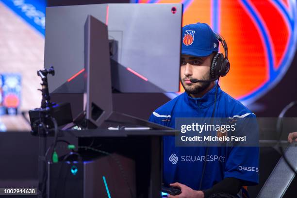 Iamadamthe1st of Knicks Gaming plays against the Pistons Gaming Team on July 20, 2018 at the NBA 2K Studio in Long Island City, New York. NOTE TO...