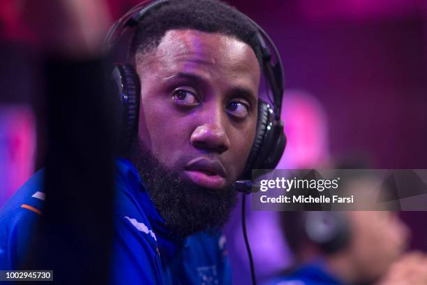 YEYNotGaming of Knicks Gaming looks on during the game against Piston Gaming Team on July 20, 2018 at the NBA 2K Studio in Long Island City, New...