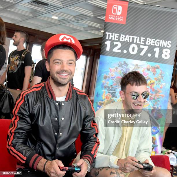 Puts his gaming skills to the test playing Mario Kart 8 Deluxe on Nintendo Switch at the Variety Studio at Comic-Con 2018 on July 20, 2018 in San...