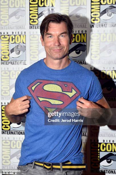 Jerry O'Connell attends 'The Death Of Superman" Press Line during Comic-Con International 2018 at Hilton Bayfront on July 20, 2018 in San Diego,...