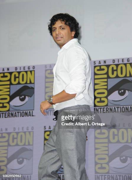 Night Shyamalan walks onstage at Universal Pictures' "Glass" and "Halloween" panels during Comic-Con International 2018 at San Diego Convention...