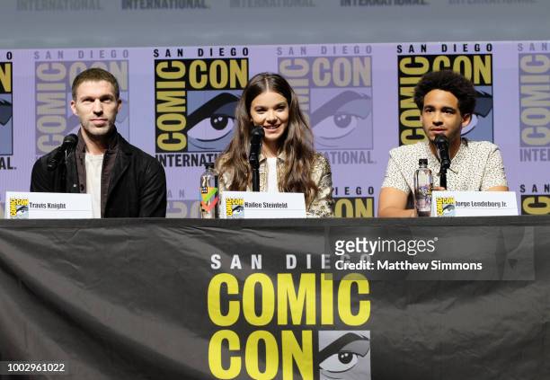 Travis Knight, Hailee Steinfeld and Jorge Lendeborg, Jr. Attend the Paramount Pictures' presentation for 'Bumblebee' at Comic-Con International 2018...