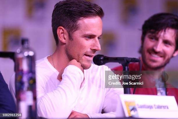 Dylan Bruce and Eoin Macken attend Entertainment Weekly "Brave Warriors" panel during San Diego Comic-Con 2018 at the San Diego Convention Center on...