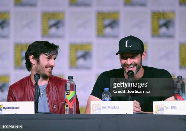 Eoin Macken and Tom Ellis attend Entertainment Weekly "Brave Warriors" panel during San Diego Comic-Con 2018 at the San Diego Convention Center on...