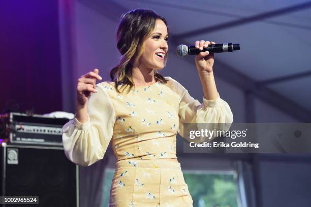 Jillian Jacqueline performs at Michigan International Speedway on July 20, 2018 in Brooklyn, Michigan.