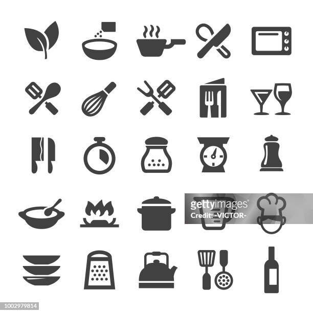 ilustraciones, imágenes clip art, dibujos animados e iconos de stock de cocinar los iconos - serie inteligente - recetas