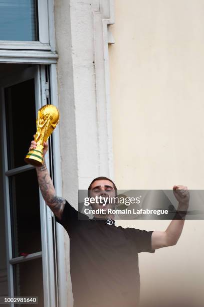 Antoine Griezmann celebrates France victory in World Cup in his hometown on July 20, 2018 in Macon, France.