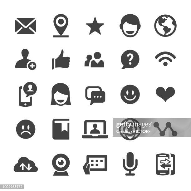 social communications icons - smart series - faces positive negative stock illustrations