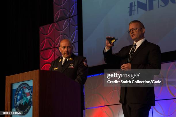 Program Manager for CBRN Response Civil Support Divisions Steve Cichocki holding a speech at the 2018 Homeland Security Conference, Sheraton Hotel,...