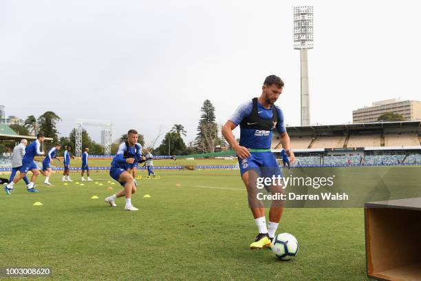 Danny Drinkwater of Chelsea during a training session on July 21, 2018 at the WACA in Perth, Australia.