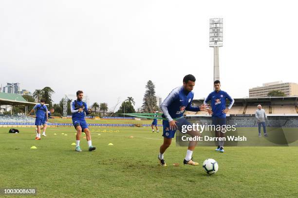 Pedro of Chelsea during a training session on July 21, 2018 at the WACA in Perth, Australia.