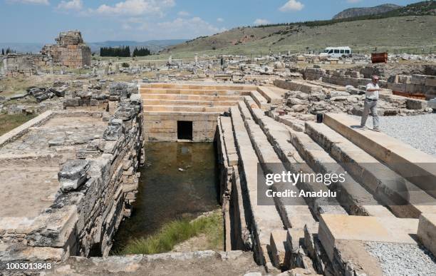 View of the Pluto's Gate, which was a ploutonion , in the ancient city of Hierapolis near Pamukkale in modern Turkey's Denizli Province on July 19,...