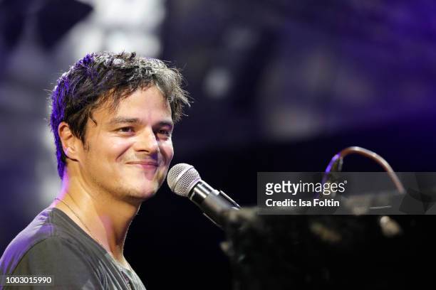 Jamie Cullum performs on stage during the Thurn & Taxis Castle Festival 2018 on July 20, 2018 in Regensburg, Germany.
