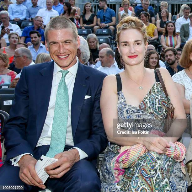 Maria Theresia von Thurn und Taxis and her husband Hugo Wilson during the Jamie Cullum concert at the Thurn & Taxis Castle Festival 2018 on July 20,...