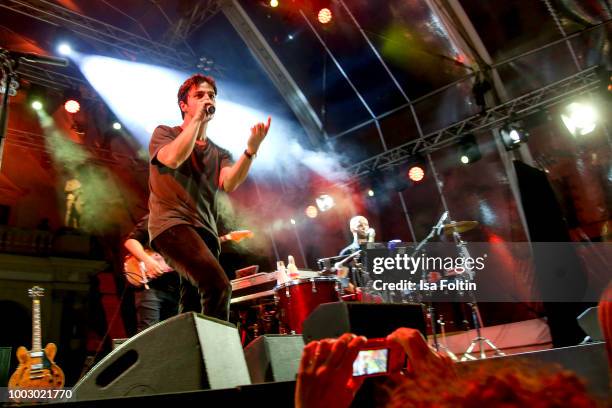 Singer Jamie Cullum performs on stage during the Thurn & Taxis Castle Festival 2018 on July 20, 2018 in Regensburg, Germany.